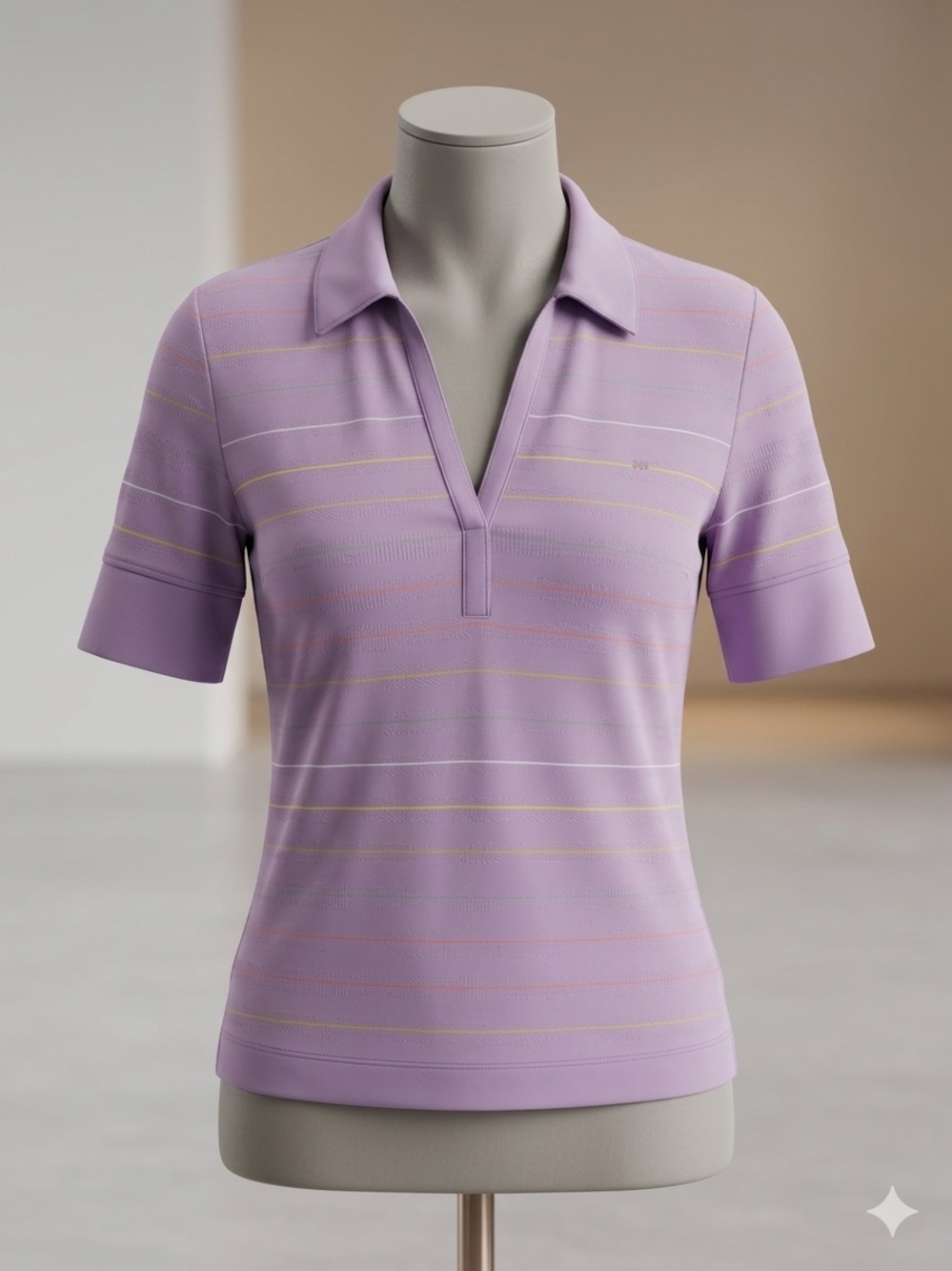 Nike Women's Light Purple Polo Top with Subtle Stripes